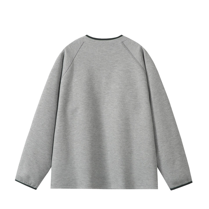 Unisex Relaxed-Fit Waffle Knit Half Zip with Concealed Chest Pocket and Raglan Sleeves Mune Fashion
