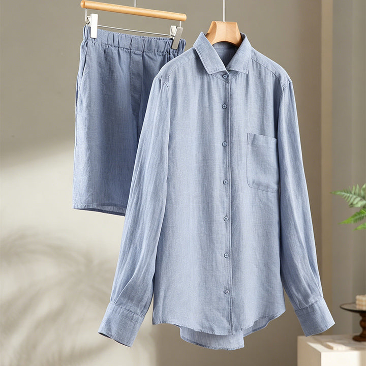 Men's Vintage Washed Linen Shirt with Chest Pocket and Rounded Hem Mune Fashion