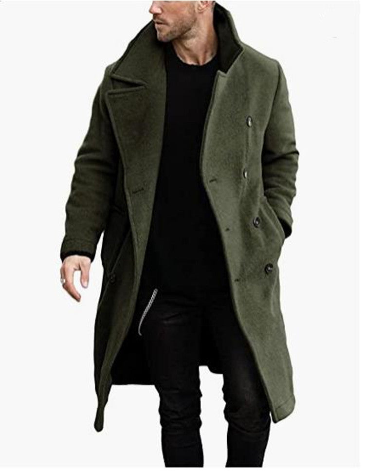 Men's Wool Coat In Modern Double-Breasted Toggle Look Mune