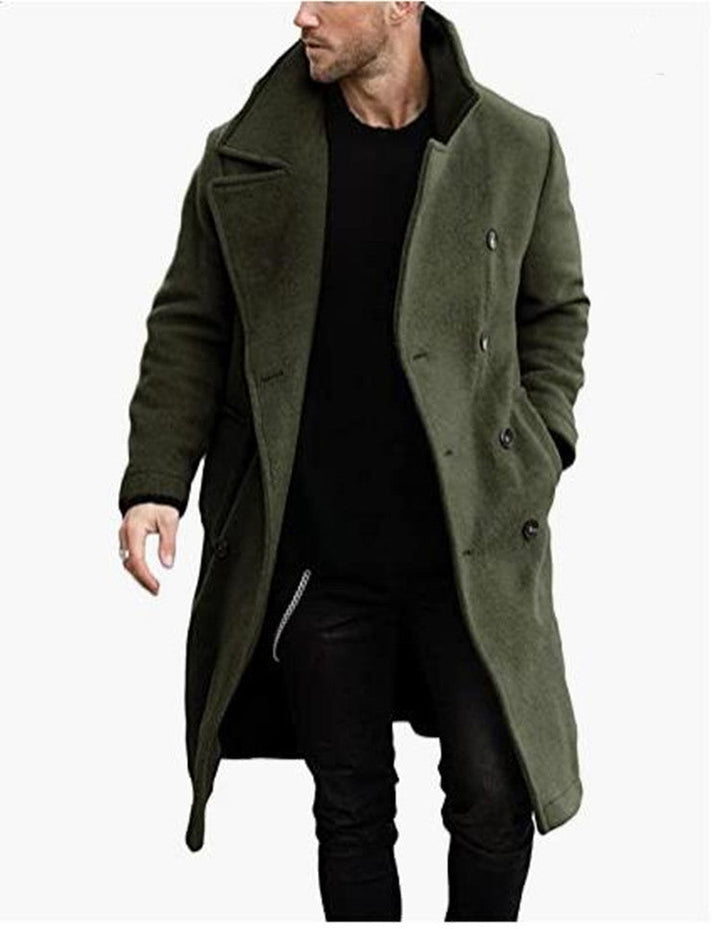 Men's Wool Coat In Modern Double-Breasted Toggle Look Mune