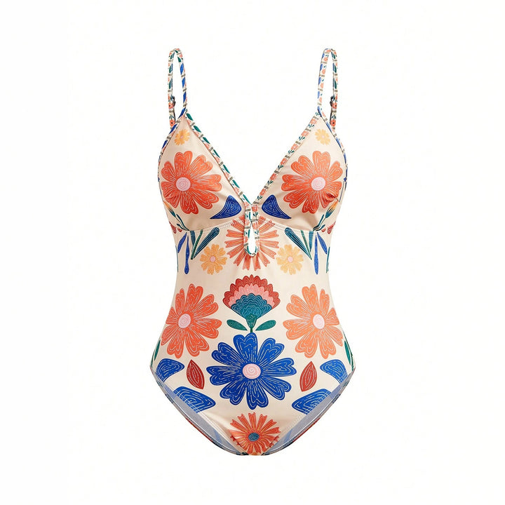 Women's Floral Pattern Swimsuit with Matching Skirt Mune Fashion