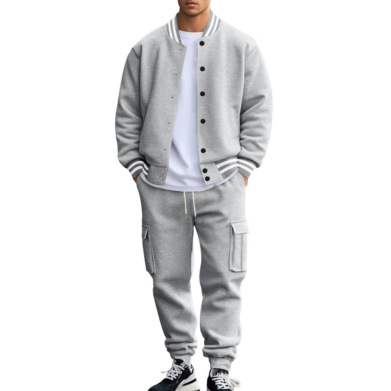 Men's nan sportives College set made of sweat jacket with press buttons and cargo jogging pants with drawstring Mune Fashion