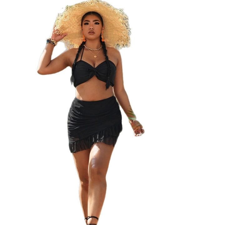 Women's bikini set with sophisticated wrap design and playfully gathered skirt Mune Fashion