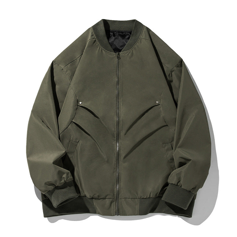 Unisex Oversized Bomber Jacket in Utility Look with Stand Collar and Concealed Flap Pockets Mune Fashion