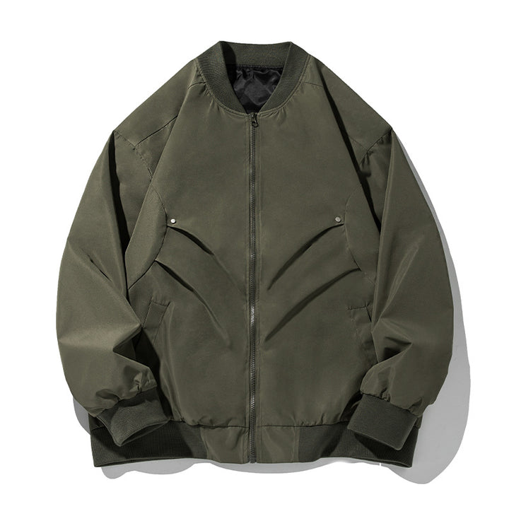 Unisex Oversized Bomber Jacket in Utility Look with Stand Collar and Concealed Flap Pockets Mune Fashion