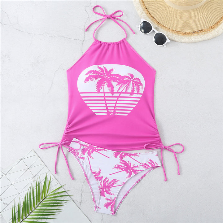 Damen Tankini-Set mit verstellbarem Halter-Design und tropischem Druck Echo Archiv
