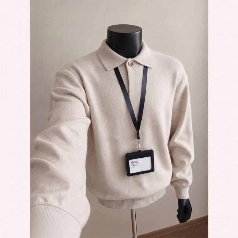 Men's Casual Knit Sweater with Polo Collar Mune Fashion