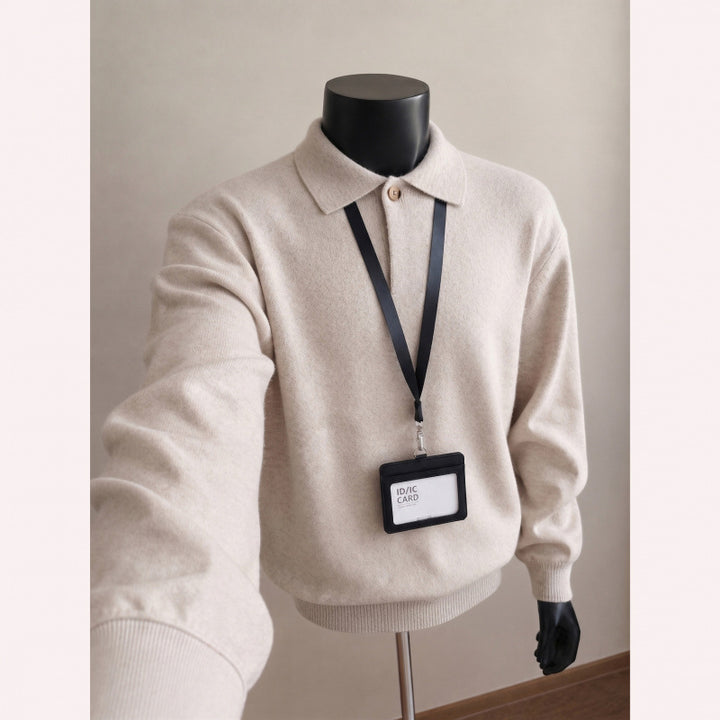Men's Casual Knit Sweater with Polo Collar Mune Fashion