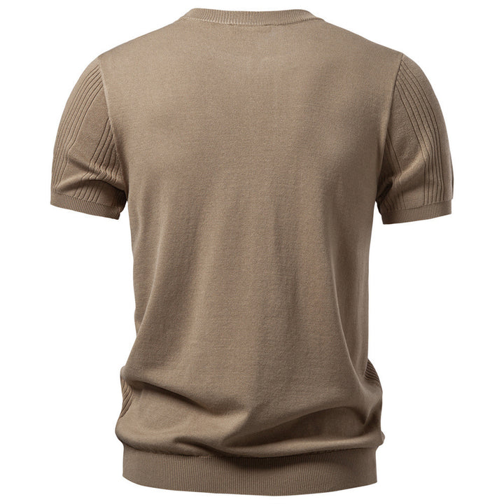 Men's short-sleeved fine knit henley with button placket Mune Fashion