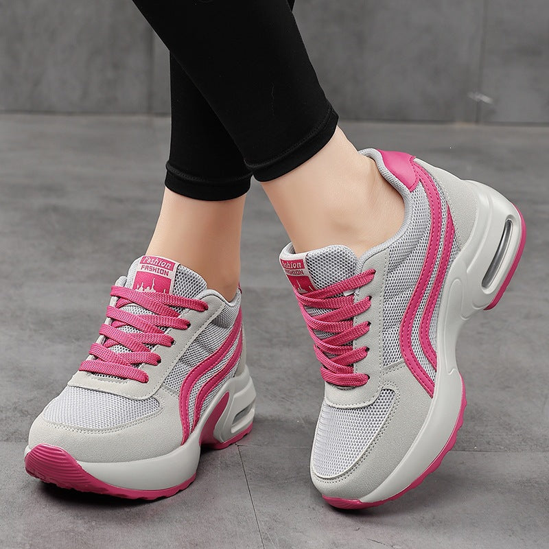 Women's Fashion Platform Sneakers with Visible Air Cushion and Breathable Mesh Upper Mune Fashion
