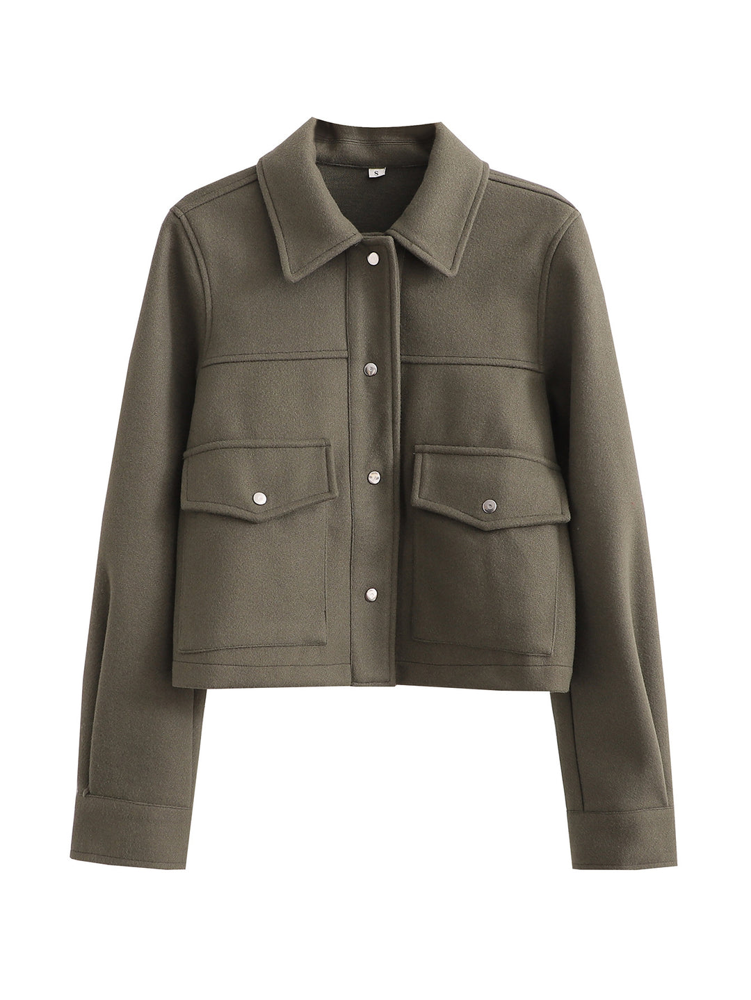 Women's short-cut wool look jacket with flap pockets and press studs Mune Fashion