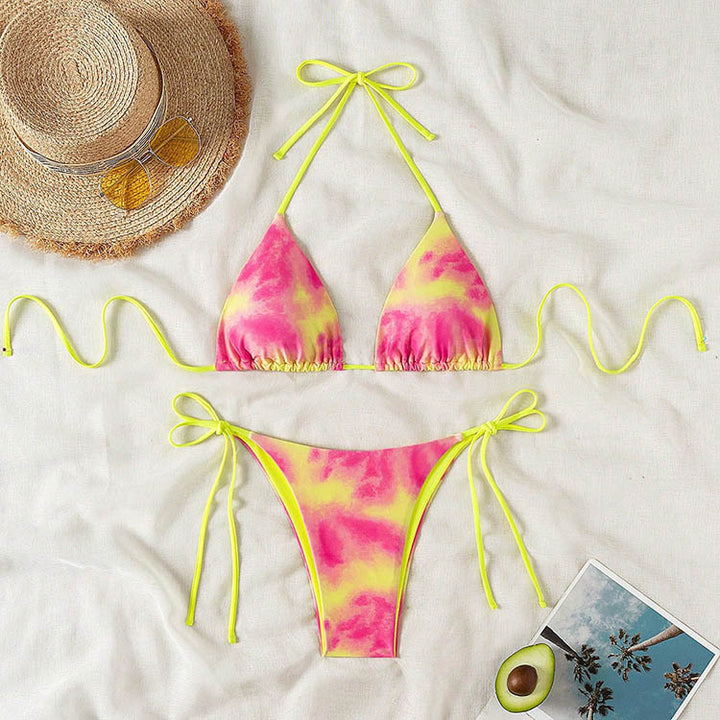 Women's Triangle Bikini with adjustable ties and sophisticated ruffle design Mune Fashion
