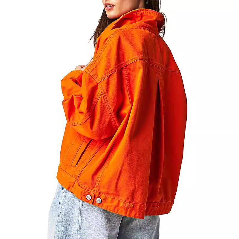 Women's casual denim jacket in oversized style with decorative fringes Mune Fashion