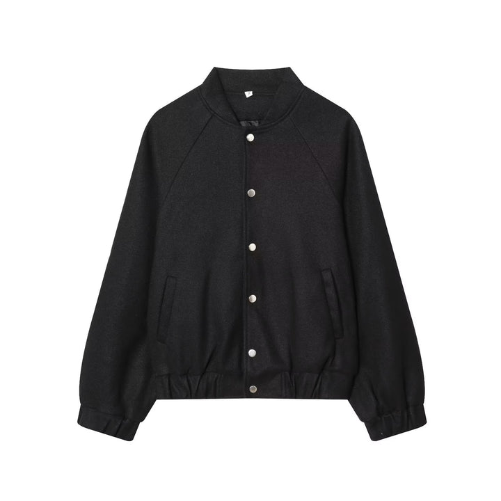 Women Oversized Wool Blend Bomber Jacket with Raglan Sleeves and Drawstring Hem Mune Fashion