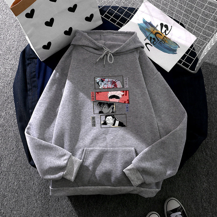 Women Oversize Hoodie with Manga Front Print and Kangaroo Pocket Mune Fashion