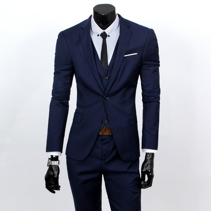 Men's slim three-piece business suit with waistcoat Mune Fashion
