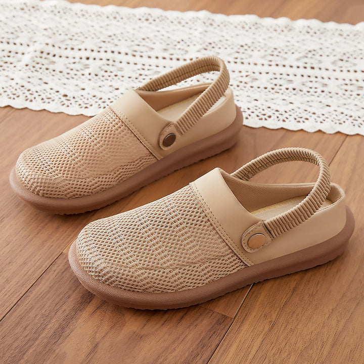 Women’s breathable mesh fabric clog slippers with elastic heel strap and cushioning EVA sole Mune Fashion