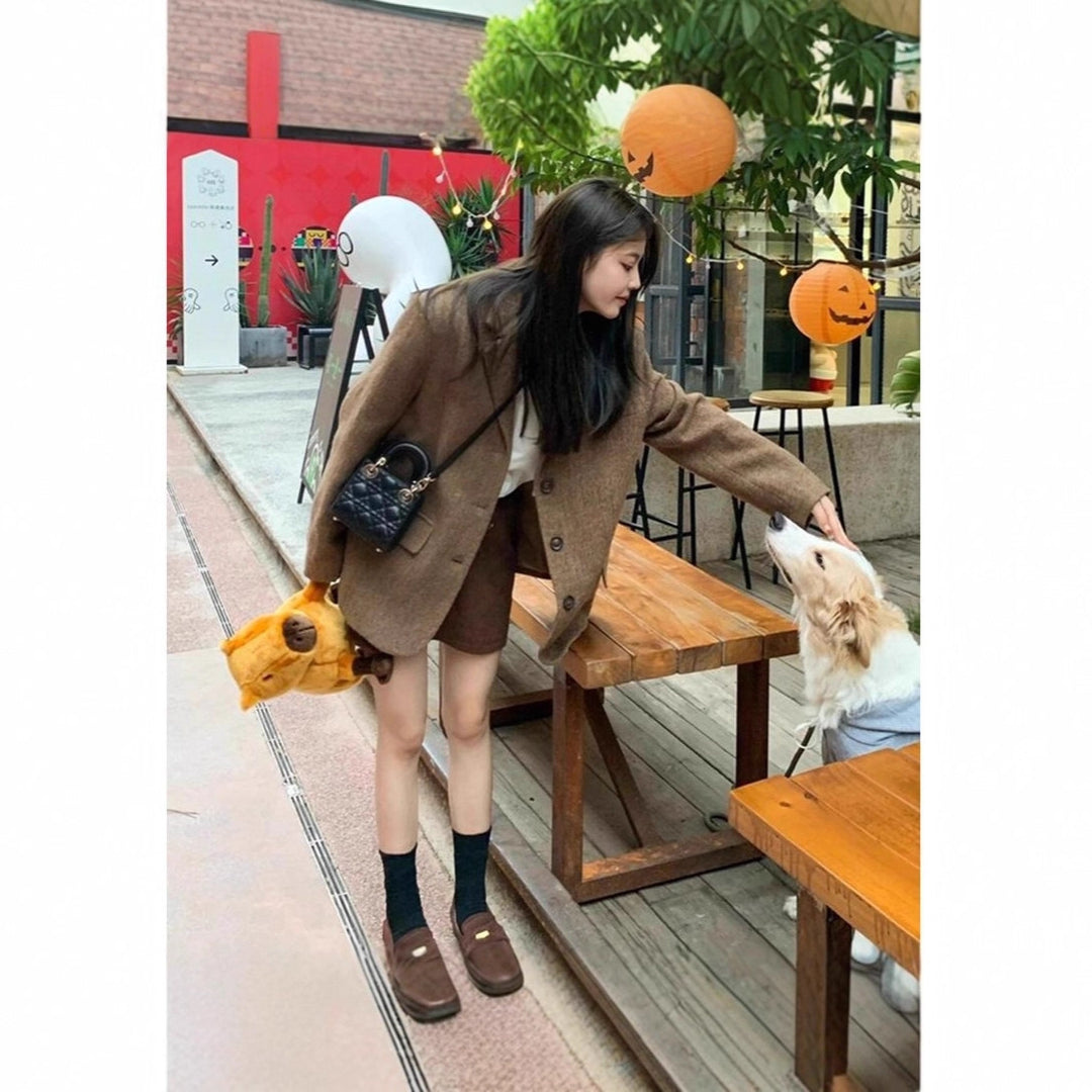 Women Plush Capybara Shoulder Bag with Stuffed Animal Design Mune Fashion