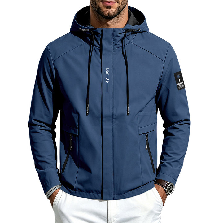Men's Lightweight Softshell Jacket with Hood Wind and Water Resistant Zipper Pockets Mune Fashion