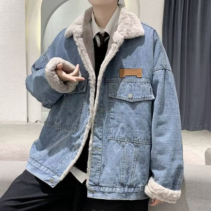 Men's Casual and Warm Denim Jacket with Lining Mune Fashion