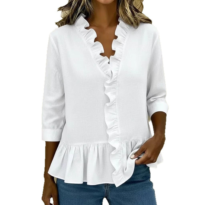 Ladies Elegant Blouse with Ruffles Mune Fashion