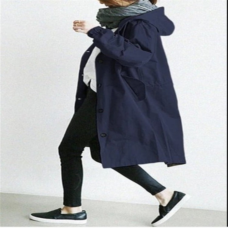 Women's nan lightweight oversized parka coat with hood, drawstring waist and side slit Mune Fashion