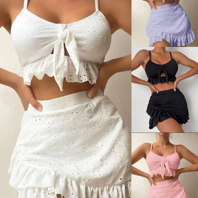 Women Crop Top and Mini Skirt Set with Playful Ruffle Details Mune Fashion