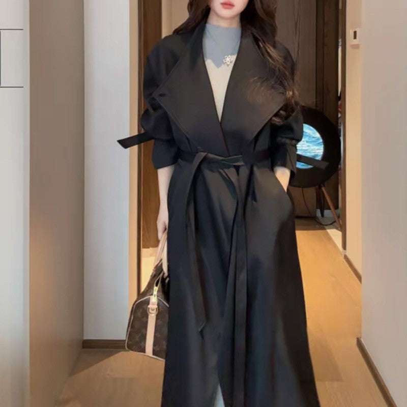 Ladies Oversized Wrap Coat with Asymmetric Cut and Adjustable Cuffs Mune Fashion