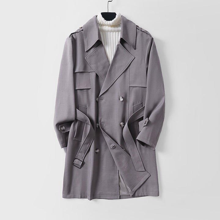 Women's Modern Short Coat in Trench Style with Double-Breasted Button Placket and Epaulettes Mune Fashion