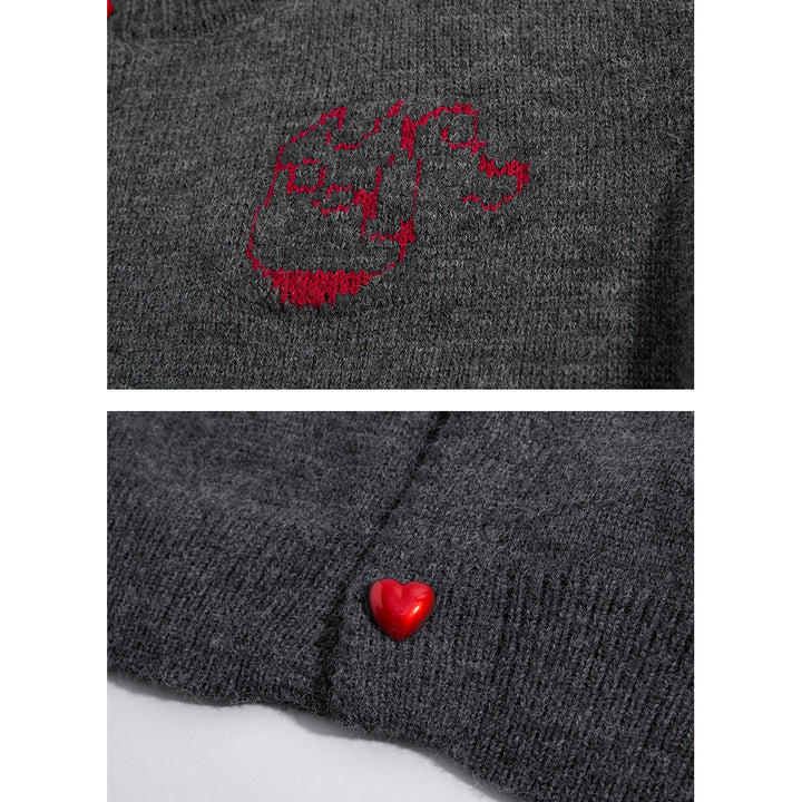 Women's Cozy Chunky Knit Cardigan with Heart Buttons Mune Fashion