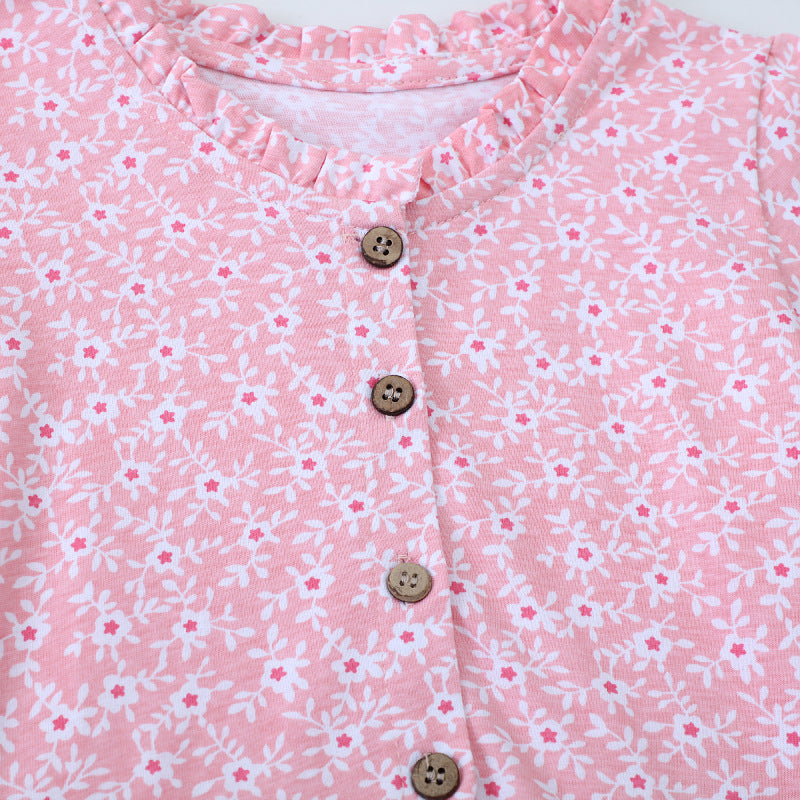 Girls casual dress with floral design and button details Mune Fashion