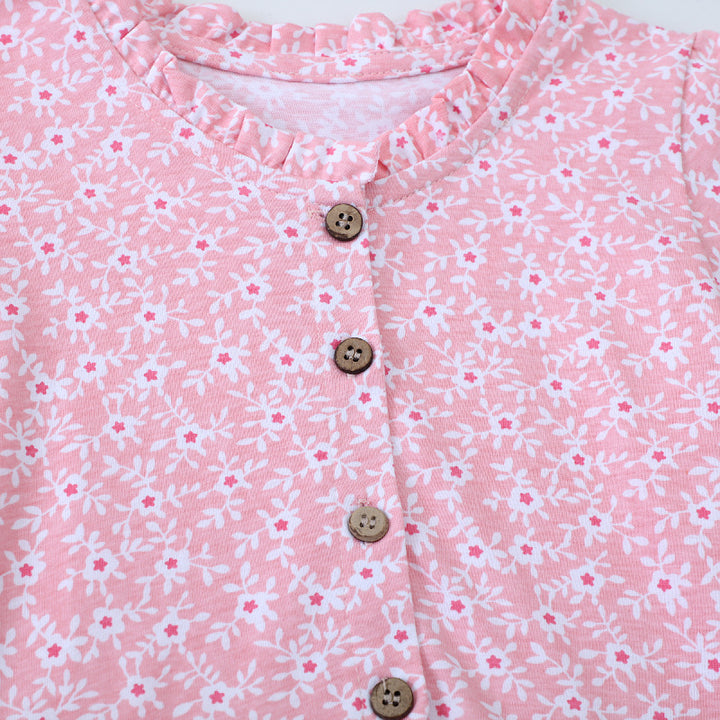 Girls casual dress with floral design and button details Mune Fashion