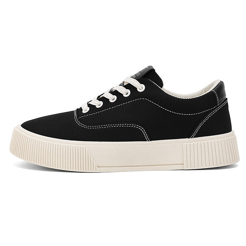 Unisex Light Canvas Low-Top Sneakers with Thick Platform Rubber Sole Mune Fashion
