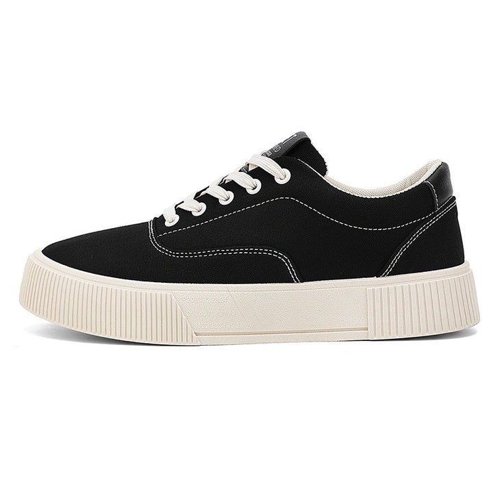 Unisex Light Canvas Low-Top Sneakers with Thick Platform Rubber Sole Mune Fashion