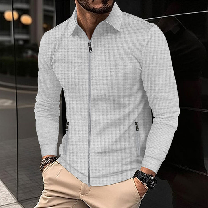 Men's patterned structured Slim-Fit zip-over shirt with collar Mune Fashion