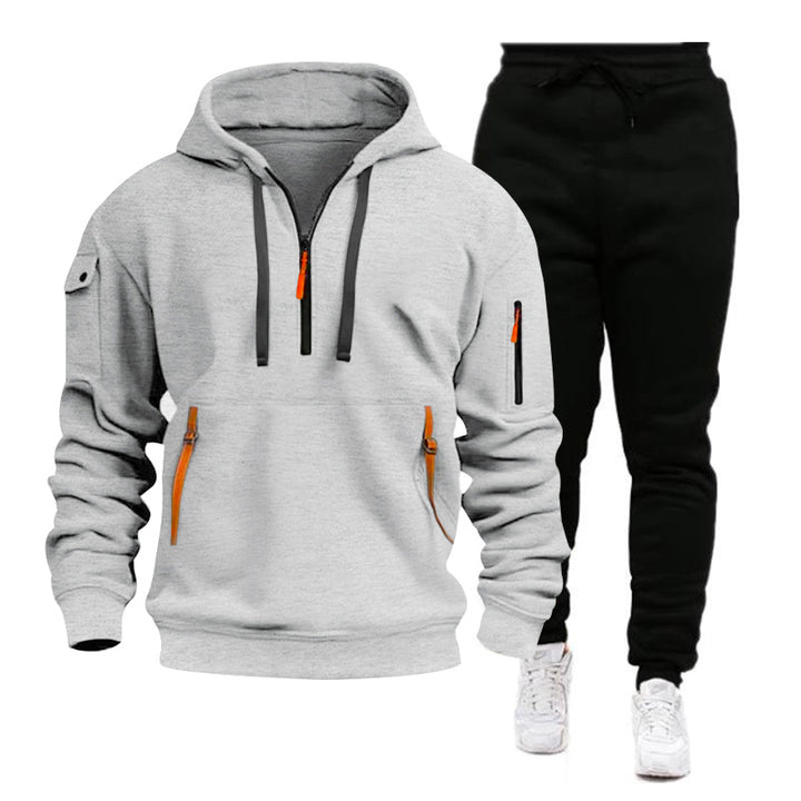 Men's nan Performance Hoodie and Tracksuit with Neon Zippers, Utility Pockets, and Elastic Drawstring Mune Fashion