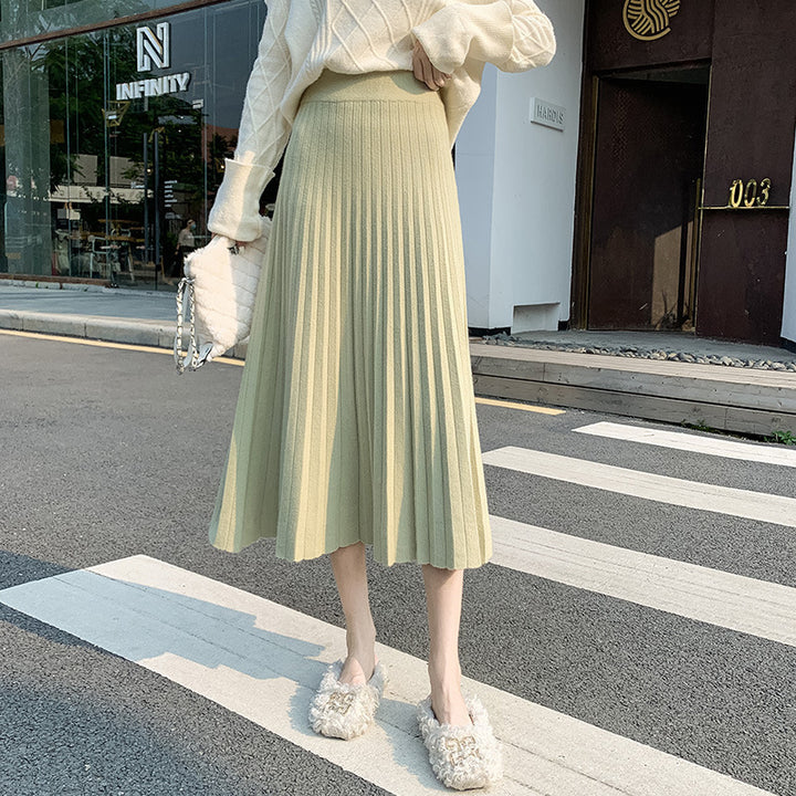 Women Pleated Maxi Skirt made of soft knit Mune Fashion