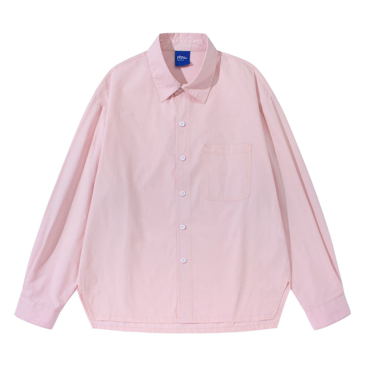 Women's Oversize Boxy Shirt Blouse made of lightweight cotton blend with chest pocket Mune Fashion