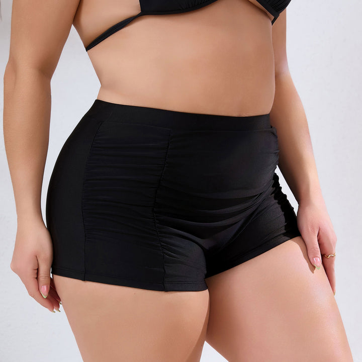 Women High-Waisted Swim Shorts with Subtle Ruffle Details Mune Fashion