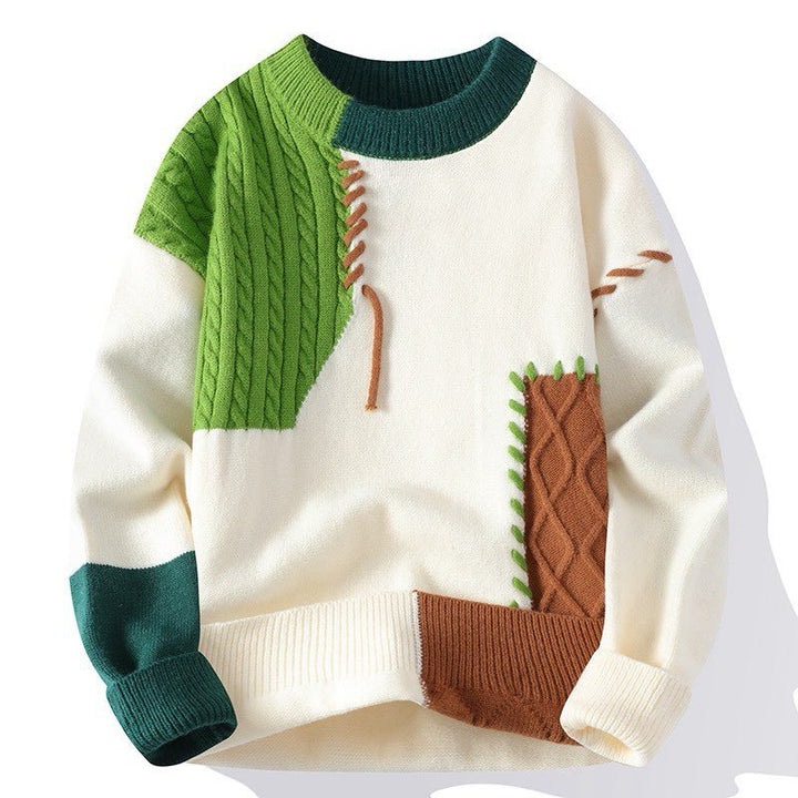 Unisex oversized knit sweater with cable pattern and decorative stitching Mune Fashion