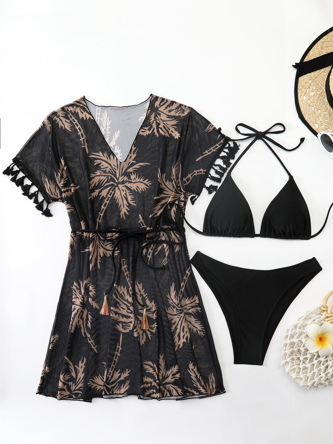 Ladies beach suitable Kaftan set with stylish palm print Mune Fashion