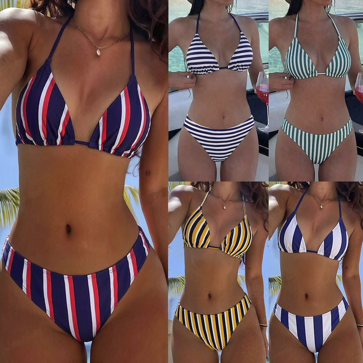 Ladies Triangle Bikini with Side Stripes Mune Fashion