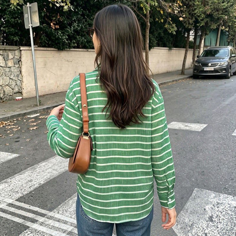 Women Stylish Striped Blouse Mune Fashion