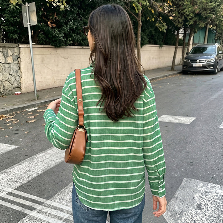 Women Stylish Striped Blouse Mune Fashion