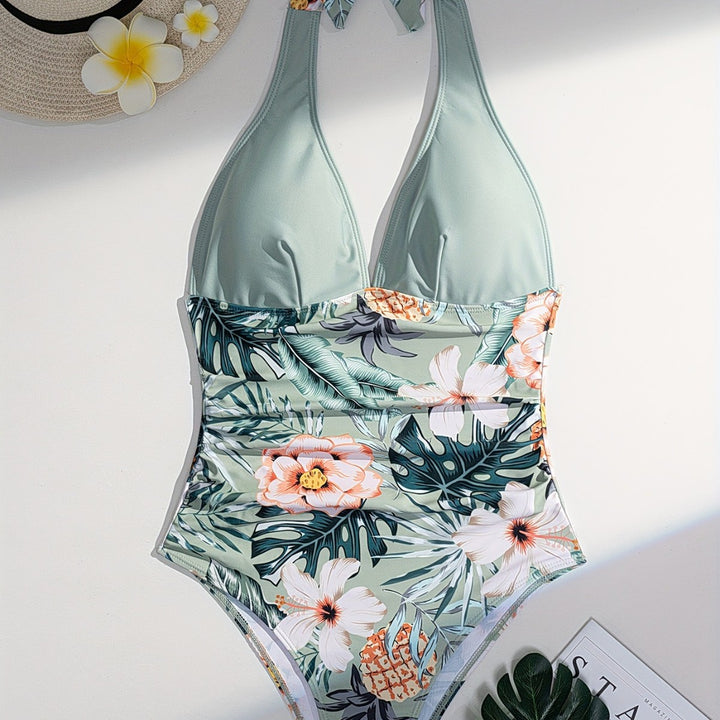 Women's Elegant High-Cut Swimsuit with Floral Design Mune Fashion