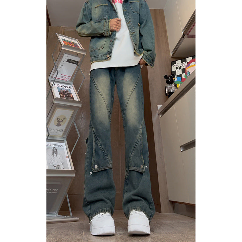 Men's Fashion Oversized Denim Pants with Creative Seams Mune Fashion