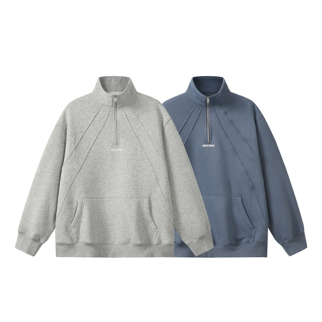 Unisex Oversize Sweatshirt with Half Zip, High Funnel Neck and Kangaroo Pocket Mune Fashion
