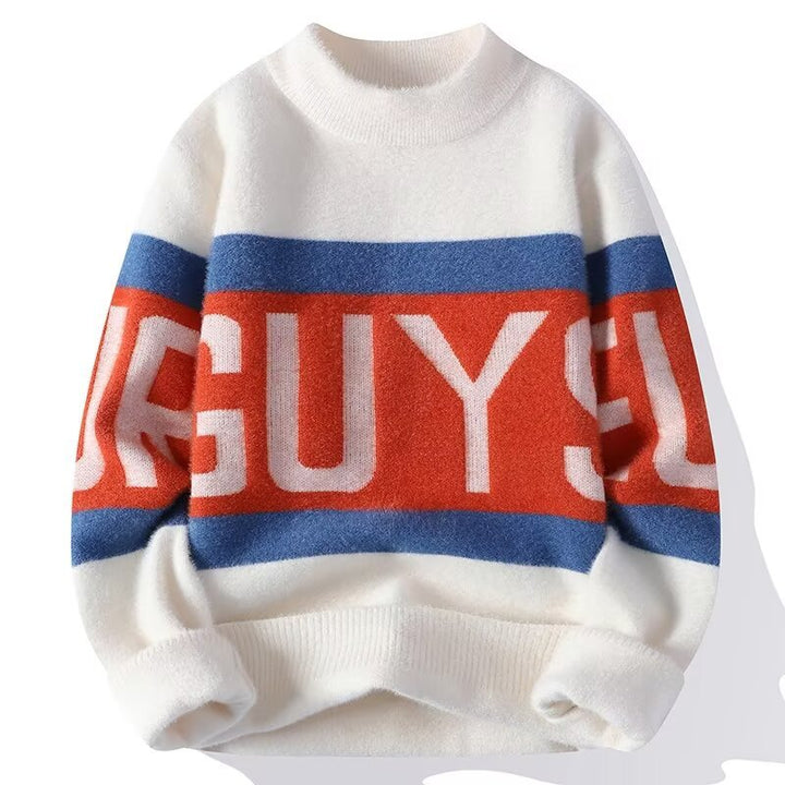 Women's Cozy Chunky Knit Sweater with Striking Print Mune Fashion