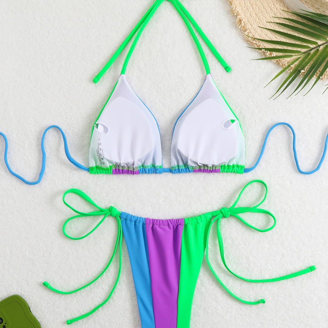 Women's Triangle Bikini with playful color blocks Mune Fashion