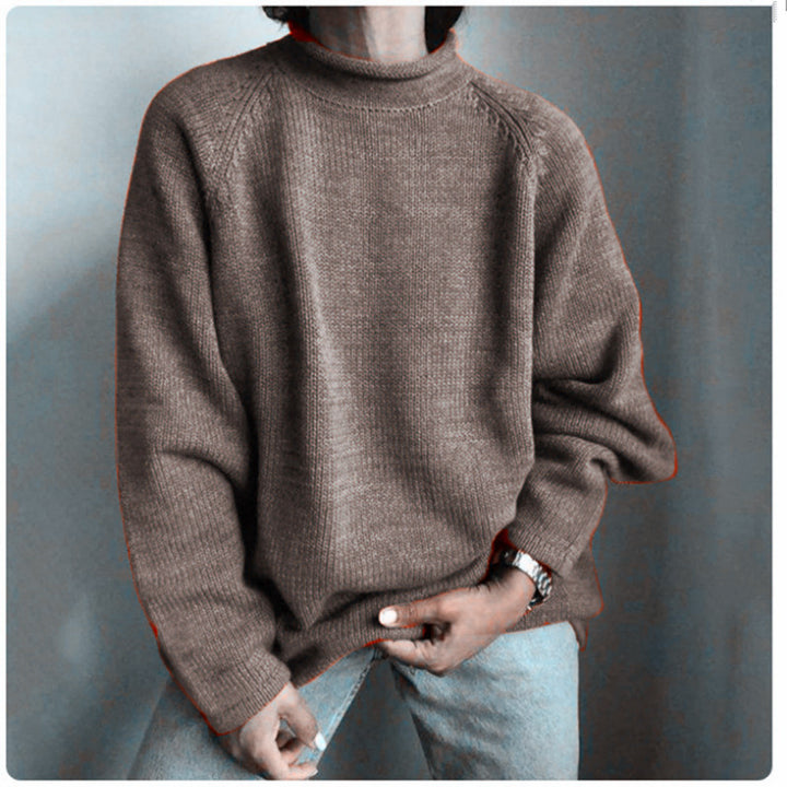 Women nan kastiger fine knit sweater with short standing collar and raglan sleeves Mune Fashion
